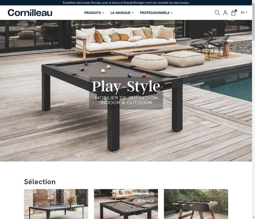 Site e-commerce Cornilleau Play-Style sous PrestaShop